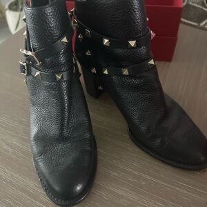 Valentino Garavani Black Studded Ankle Boots